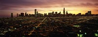 CGI composite, High angle view of a city at night, Chicago, Cook County, Illinois, USA Fine Art Print