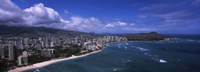 Buildings at the waterfront, Waikiki Beach, Honolulu, Hawaii Fine Art Print