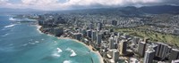 Aerial view of buildings at the waterfront, Waikiki Beach, Honolulu, Oahu, Hawaii, USA Fine Art Print