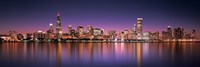 Reflection of skyscrapers in a lake, Lake Michigan, Digital Composite, Chicago, Cook County, Illinois, USA Fine Art Print