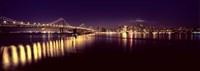 Bridge lit up at night, Bay Bridge, San Francisco Bay, San Francisco, California Fine Art Print