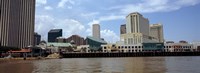 Buildings viewed from the deck of a ferry, New Orleans, Louisiana, USA Fine Art Print