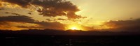 Silhouette of mountains at sunrise, Denver, Colorado, USA Fine Art Print