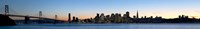 City skyline and a bridge at dusk, Bay Bridge, San Francisco, California, USA 2010 Fine Art Print