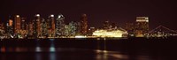 San Diego Skyline at Night by Panoramic Images - 36" x 12"