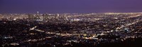 Night View of Los Angeles, California with Purple Sky Fine Art Print