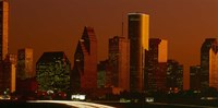 Skyscrapers in a city at sunset, Houston, Texas, USA Fine Art Print