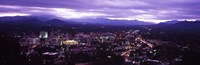 Aerial view of a city lit up at dusk, Asheville, Buncombe County, North Carolina, USA 2011 Fine Art Print