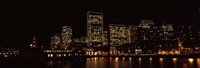 Buildings at the waterfront lit up at night, San Francisco Fine Art Print