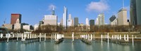 Columbia Yacht Club with buildings in the background, Chicago, Cook County, Illinois, USA Fine Art Print