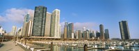 Columbia Yacht Club with buildings in the background, Lake Point Tower, Chicago, Cook County, Illinois, USA Fine Art Print