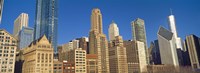 Low angle view of city skyline, Michigan Avenue, Chicago, Cook County, Illinois, USA Fine Art Print