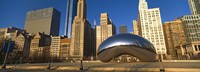 Cloud Gate sculpture with buildings in the background, Millennium Park, Chicago, Cook County, Illinois, USA Fine Art Print