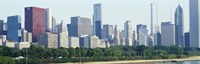 City skyline with Lake Michigan and Lake Shore Drive in foreground, Chicago, Illinois, USA Fine Art Print
