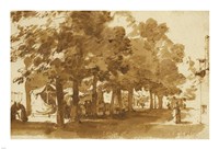 A Market Scene Under Trees in Katwijk Fine Art Print