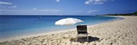 Single Beach Chair And Umbrella On Sand, Saint Martin, French West Indies Fine Art Print