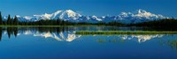 Reflection Of Mountains In Lake, Mt Foraker And Mt Mckinley, Denali National Park, Alaska, USA Fine Art Print