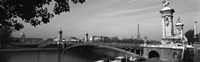 Pont Alexandre III, Seine River, Paris, Ile-de-France, France (black and white) Fine Art Print