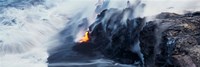 High angle view of lava flowing into the Pacific Ocean, Volcano National Park, Hawaii, USA by Panoramic Images - 27" x 9"