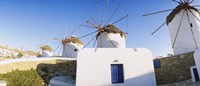 Traditional windmill in a village, Mykonos, Greece Fine Art Print