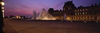 Pyramid lit up at night, Louvre Pyramid, Musee Du Louvre, Paris, Ile-de-France, France Fine Art Print