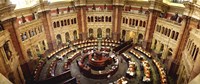 High angle view of a library reading room, Library of Congress, Washington DC, USA Fine Art Print