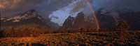 Sunrise & rainbow Grand Teton National Park WY USA Fine Art Print