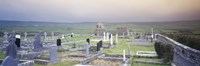 Tombstones in a cemetery, Poulnabrone Dolmen, The Burren, County Clare, Republic of Ireland Fine Art Print