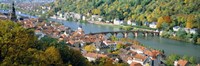 Aerial view of a city at the riverside, Heidelberg, Baden-Wurttemberg, Germany Fine Art Print