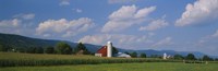 Cultivated field in front of a barn, Kishacoquillas Valley, Pennsylvania, USA Fine Art Print