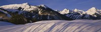 Mountains covered with snow, Snowmass Mountain on left, Capitol Peak on right, Elk Mountains, Snowmass Village, Colorado, USA Fine Art Print