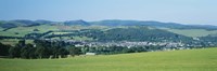High angle view of a village, Peebles, Tweeddale, Scotland Fine Art Print