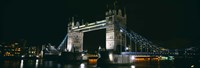 Bridge lit up at night, Tower Bridge, London, England Fine Art Print