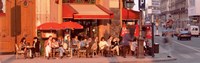 Tourists at a sidewalk cafe, Paris, France Fine Art Print