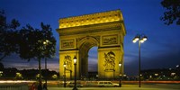 Arc De Triomphe at night, Paris, France Fine Art Print
