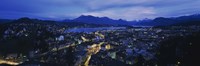 Aerial view of a city at dusk, Lucerne, Switzerland Fine Art Print