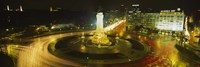 High angle view of traffic moving around a statue, Marques De Pombal Square, Lisbon, Portugal Fine Art Print