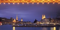 Switzerland, Zurich, Cityscape of Zurich at Christmas Fine Art Print
