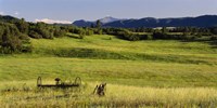 Agricultural equipment in a field, Pikes Peak, Larkspur, Colorado, USA Fine Art Print