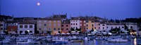Buildings, Evening, Moonrise, Rovinj, Croatia Fine Art Print