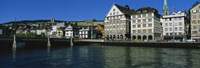 Buildings at the waterfront, Limmat Quai, Zurich, Switzerland Fine Art Print