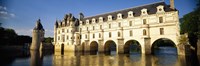 Reflection of a castle in water, Chateau De Chenonceaux, Chenonceaux, Loire Valley, France Fine Art Print
