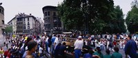 Crowd at Festival of San Fermin, running of the bulls, Pamplona, Navarre, Spain Fine Art Print