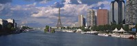 Buildings at the riverbank, Seine River, Paris, France by Panoramic Images - 27" x 9"