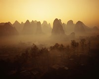 Sunrise in Mountains Guilin China by Panoramic Images - 27" x 9"