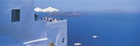 Building On Water, Boats, Fira, Santorini Island, Greece Fine Art Print