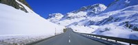 Empty road passing through a polar landscape, Route 3, Graubunden, Switzerland Fine Art Print