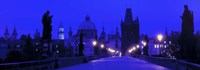 Charles Bridge, Prague, Czech Republic, Bright Blue Fine Art Print