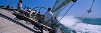 Group of people racing in a sailboat, Grenada Fine Art Print