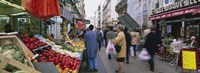 Group Of People In A Street Market, Rue De Levy, Paris, France Fine Art Print